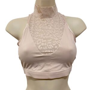 VICTORIAS SECRET Pink Mesh Mock Neck Cropped Bra Tank Top